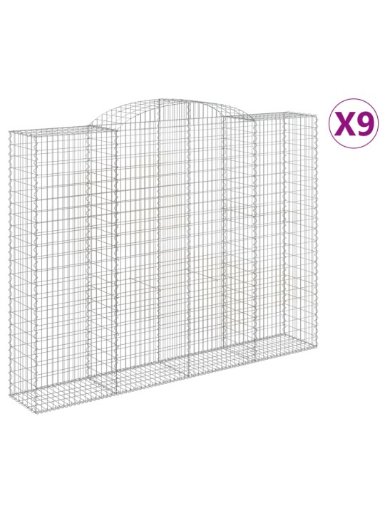 Klenuté gabionové koše 9 ks 300x50x220/240cm pozinkované železo