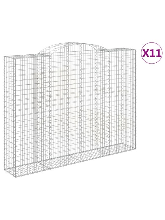 Klenuté gabionové koše 11ks 300x50x220/240cm pozinkované železo