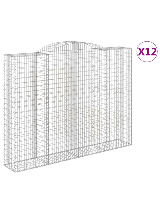 Klenuté gabionové koše 12ks 300x50x220/240cm pozinkované železo