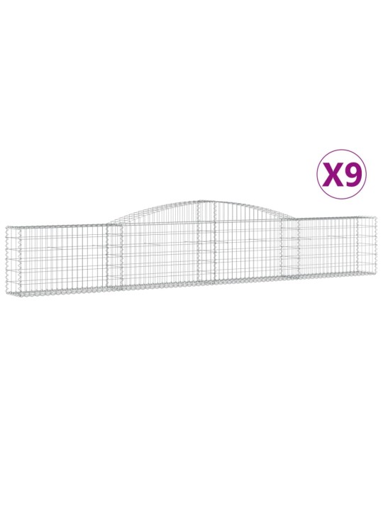 Klenuté gabionové koše 9 ks 400x30x60/80 cm pozinkované železo