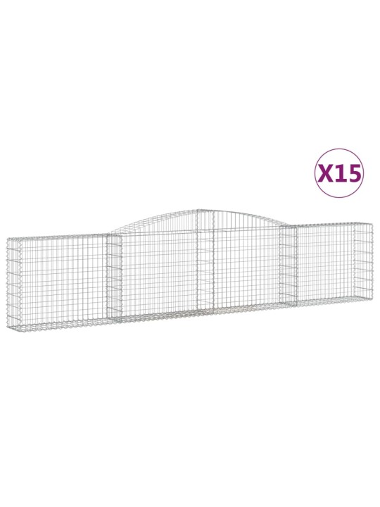 Klenuté gabionové koše 15ks 400x30x80/100 cm pozinkované železo