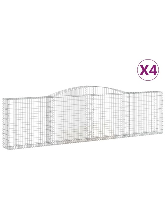 Klenuté gabionové koše 4 ks 400x30x100/120cm pozinkované železo
