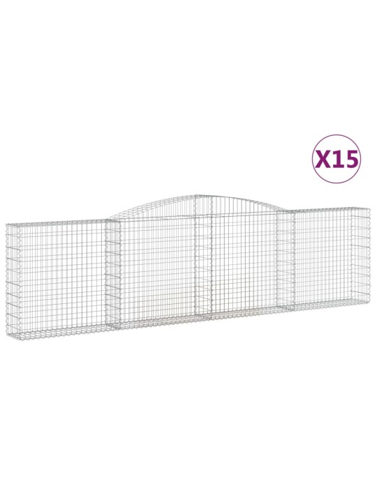 Klenuté gabionové koše 15ks 400x30x100/120cm pozinkované železo