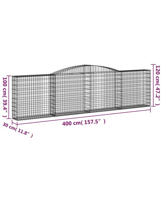 Klenuté gabionové koše 15ks 400x30x100/120cm pozinkované železo