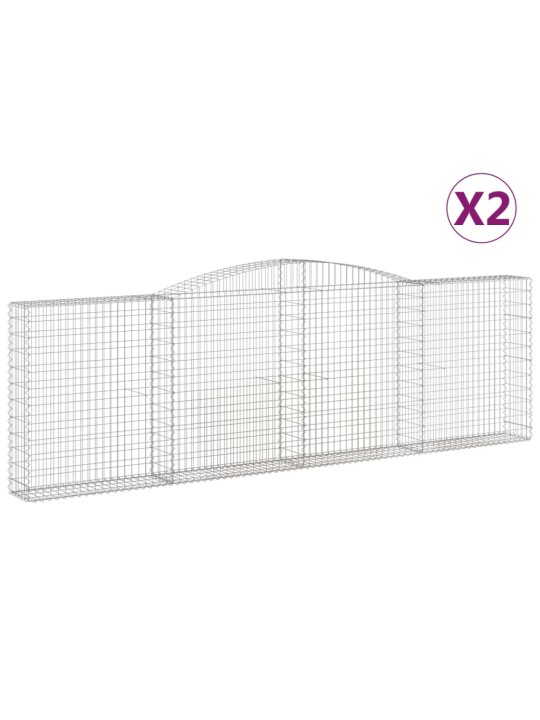 Klenuté gabionové koše 2 ks 400x30x120/140cm pozinkované železo
