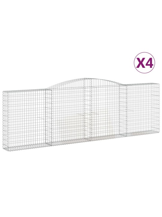 Klenuté gabionové koše 4 ks 400x30x120/140cm pozinkované železo