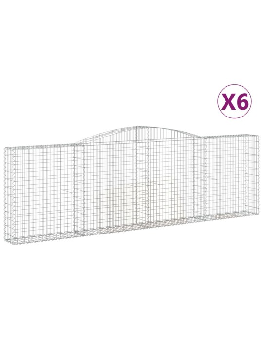 Klenuté gabionové koše 6 ks 400x30x120/140cm pozinkované železo