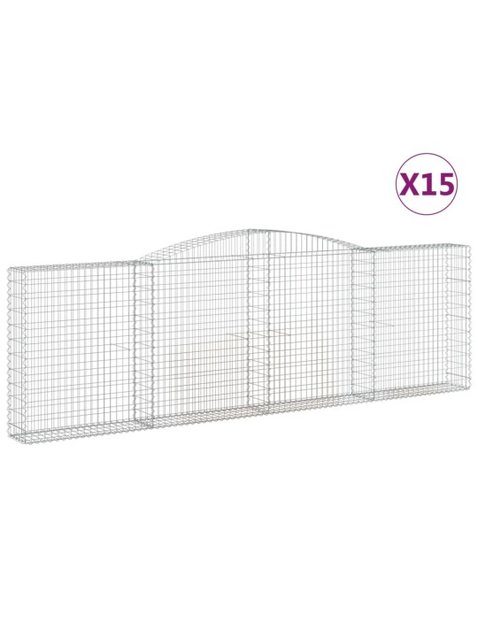 Klenuté gabionové koše 15ks 400x30x120/140cm pozinkované železo