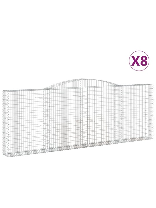 Klenuté gabionové koše 8 ks 400x30x140/160cm pozinkované železo
