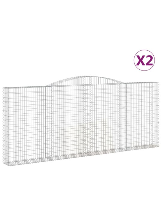 Klenuté gabionové koše 2 ks 400x30x160/180cm pozinkované železo