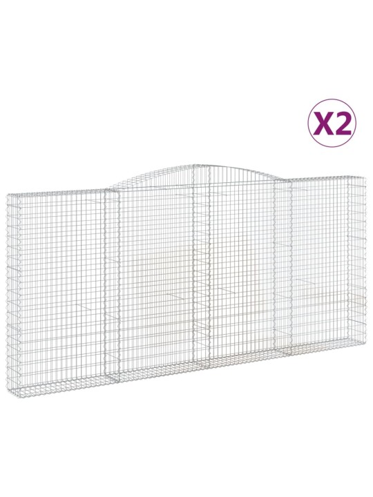 Klenuté gabionové koše 2 ks 400x30x180/200cm pozinkované železo
