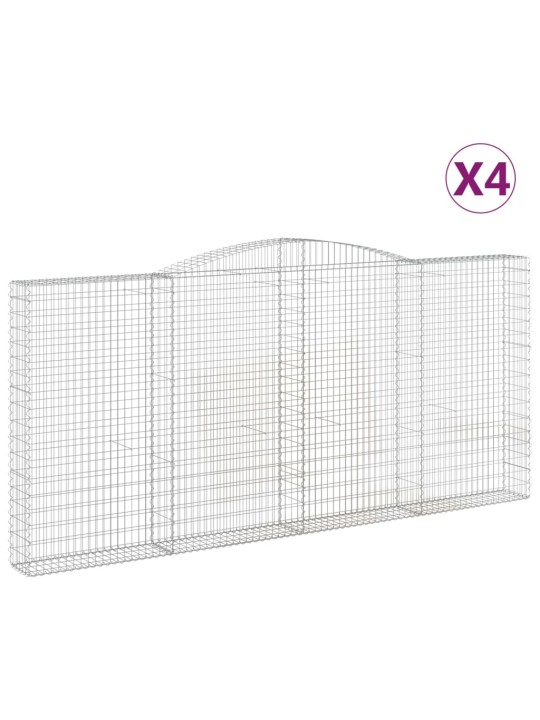 Klenuté gabionové koše 4 ks 400x30x180/200cm pozinkované železo