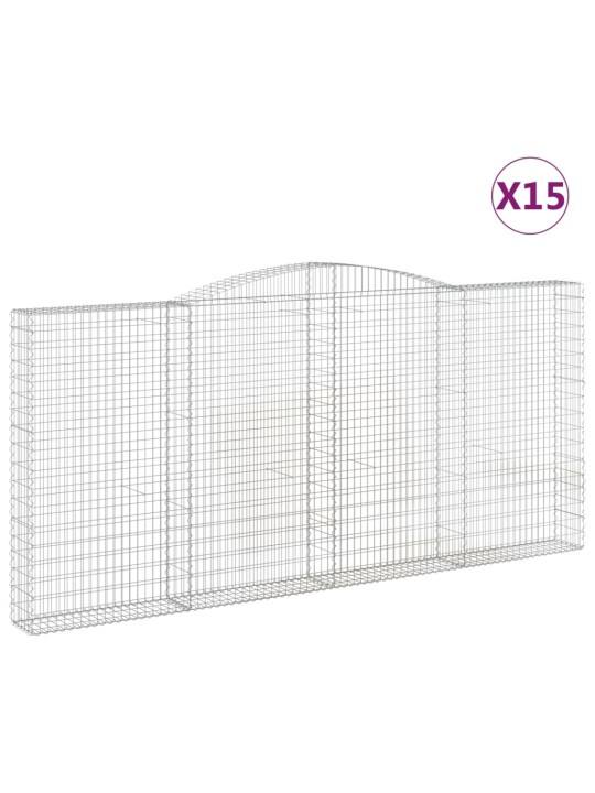 Klenuté gabionové koše 15ks 400x30x180/200cm pozinkované železo