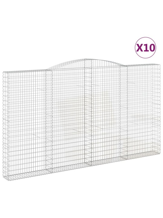 Klenuté gabionové koše 10ks 400x30x220/240cm pozinkované železo