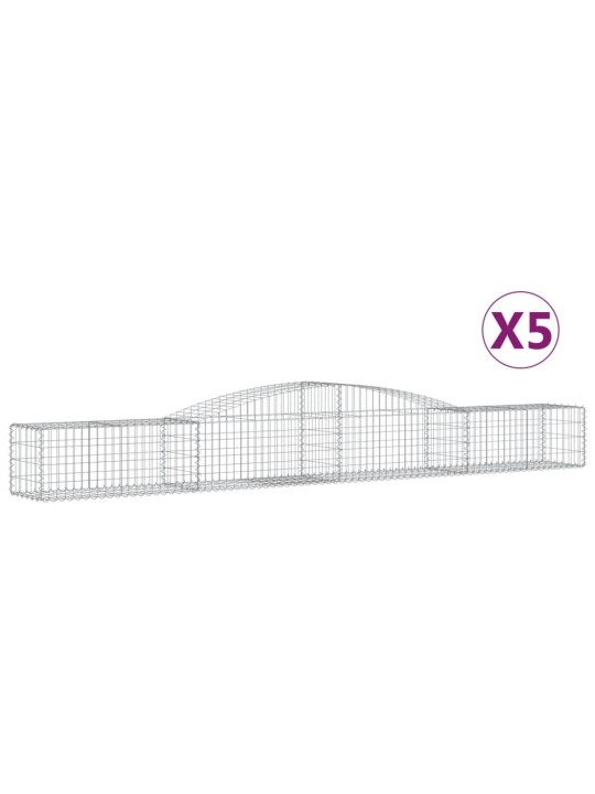 Klenuté gabionové koše 5 ks 400x50x40/60 cm pozinkované železo