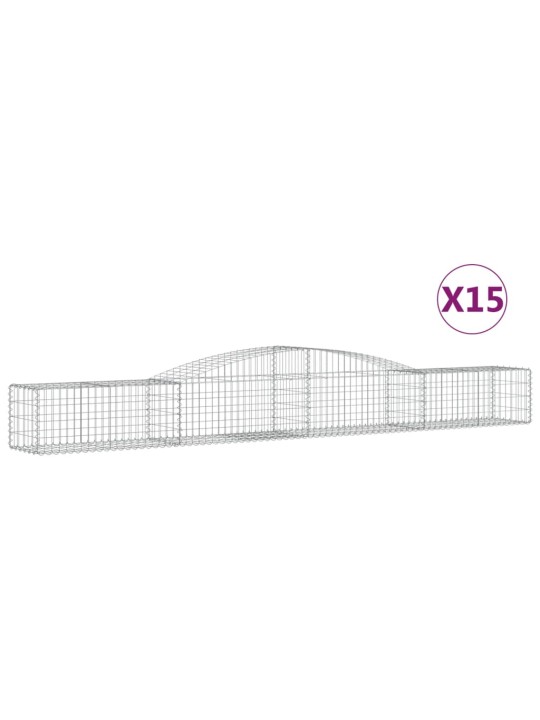 Klenuté gabionové koše 15 ks 400x50x40/60 cm pozinkované železo