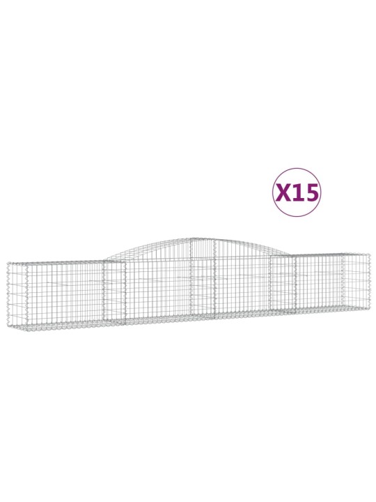 Klenuté gabionové koše 15 ks 400x50x60/80 cm pozinkované železo