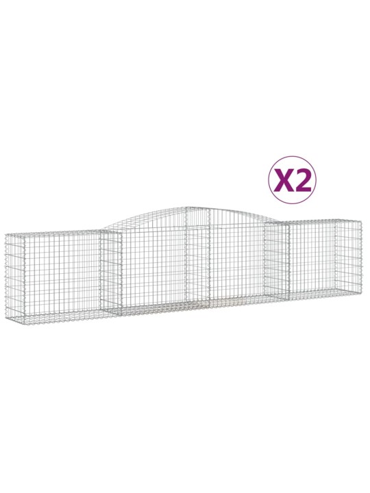 Klenuté gabionové koše 2 ks 400x50x80/100 cm pozinkované železo