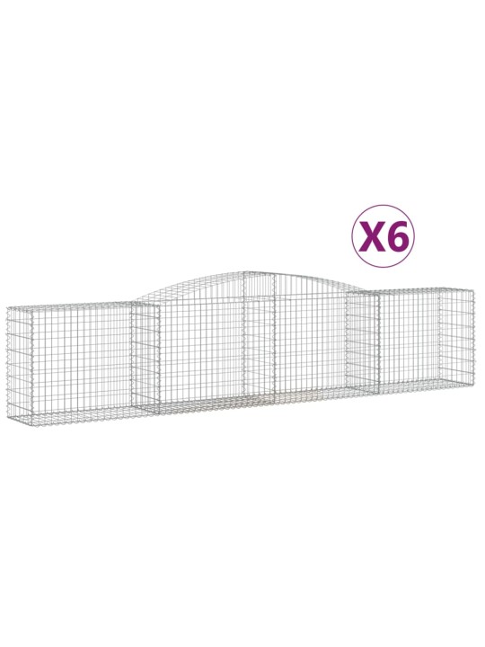 Klenuté gabionové koše 6 ks 400x50x80/100 cm pozinkované železo