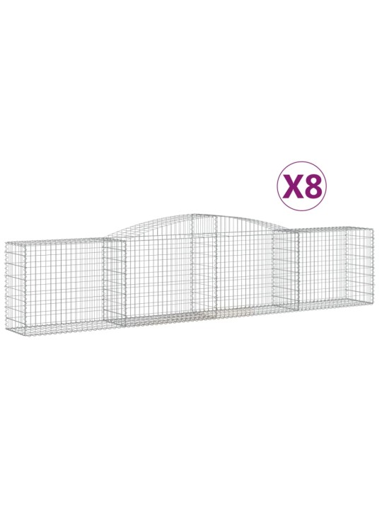 Klenuté gabionové koše 8 ks 400x50x80/100 cm pozinkované železo