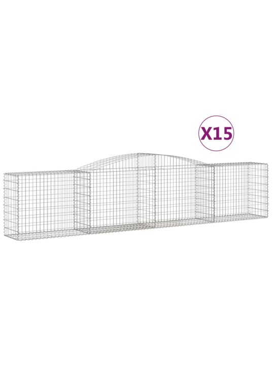 Klenuté gabionové koše 15ks 400x50x80/100 cm pozinkované železo