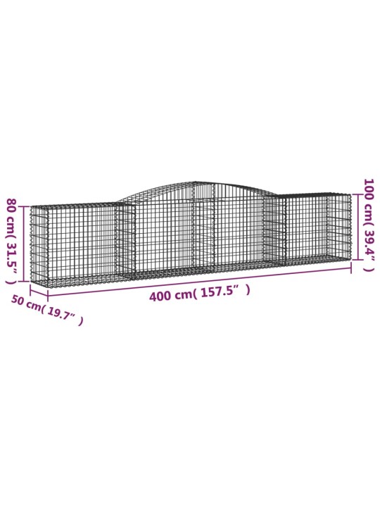 Klenuté gabionové koše 15ks 400x50x80/100 cm pozinkované železo