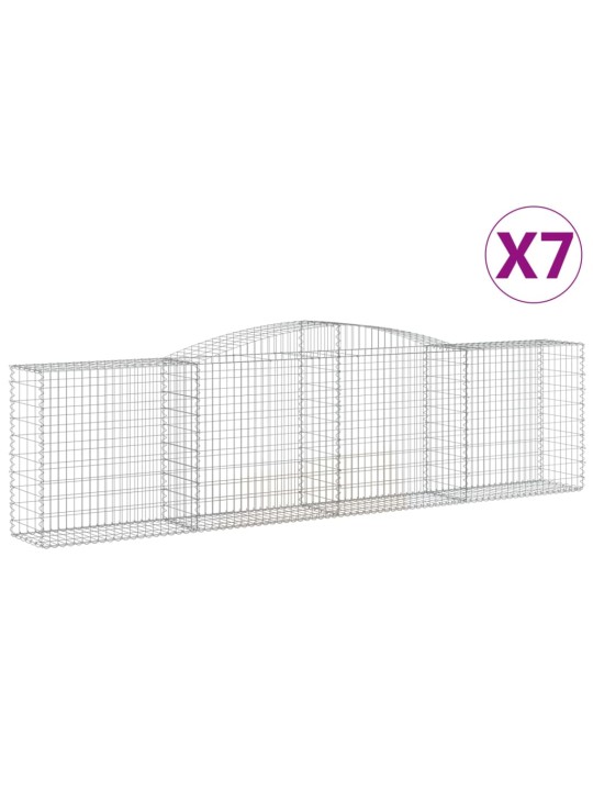 Klenuté gabionové koše 7 ks 400x50x100/120cm pozinkované železo