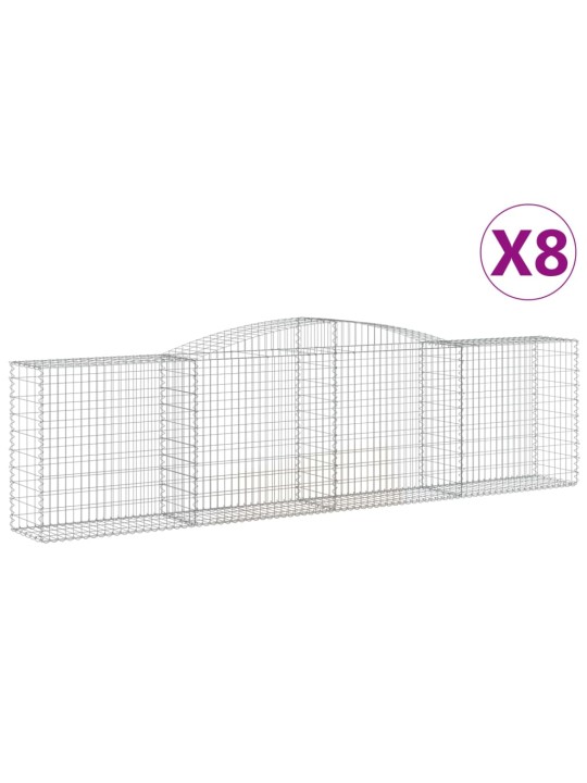 Klenuté gabionové koše 8 ks 400x50x100/120cm pozinkované železo