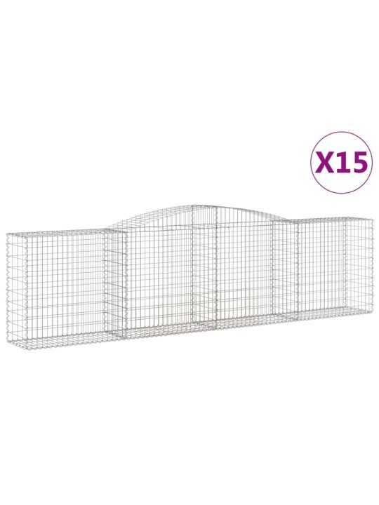 Klenuté gabionové koše 15ks 400x50x100/120cm pozinkované železo