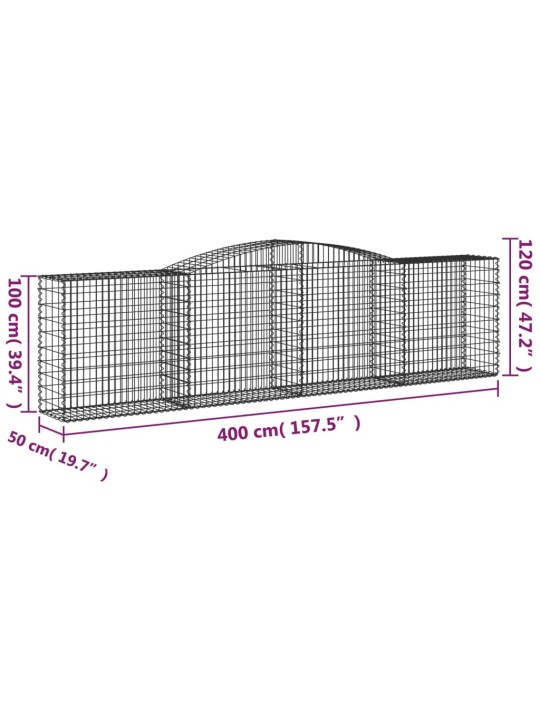 Klenuté gabionové koše 15ks 400x50x100/120cm pozinkované železo