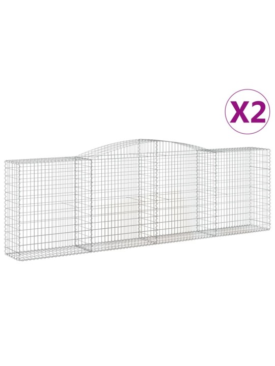 Klenuté gabionové koše 2 ks 400x50x120/140cm pozinkované železo