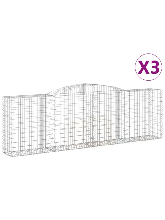 Klenuté gabionové koše 3 ks 400x50x120/140cm pozinkované železo
