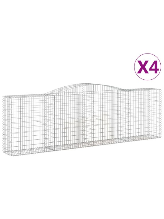 Klenuté gabionové koše 4 ks 400x50x120/140cm pozinkované železo