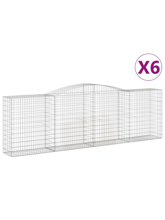 Klenuté gabionové koše 6 ks 400x50x120/140cm pozinkované železo