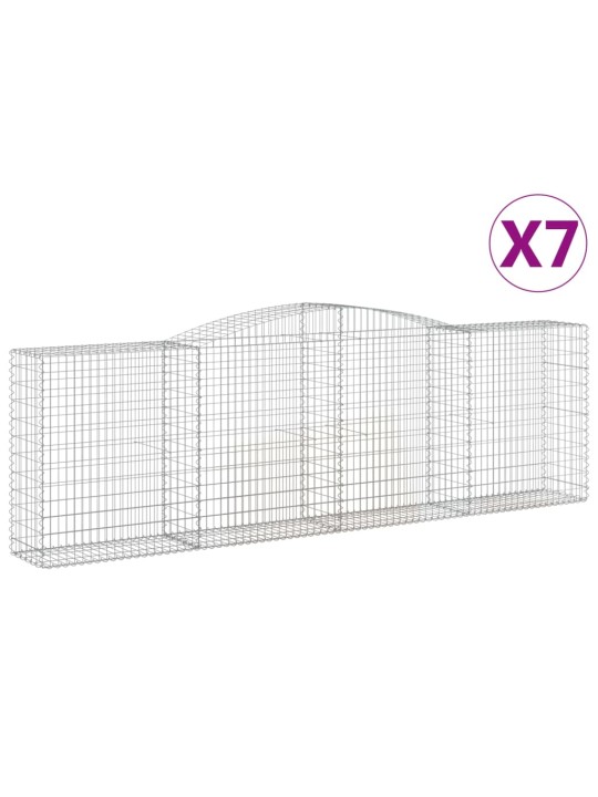 Klenuté gabionové koše 7 ks 400x50x120/140cm pozinkované železo