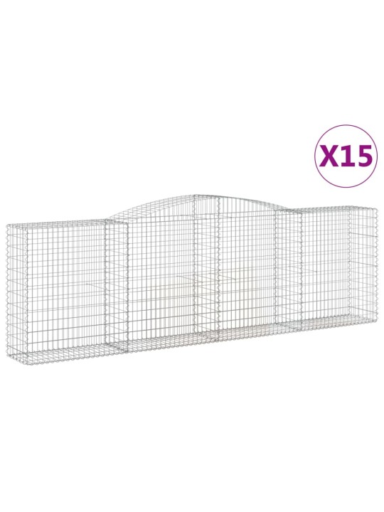 Klenuté gabionové koše 15ks 400x50x120/140cm pozinkované železo