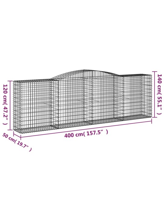Klenuté gabionové koše 15ks 400x50x120/140cm pozinkované železo