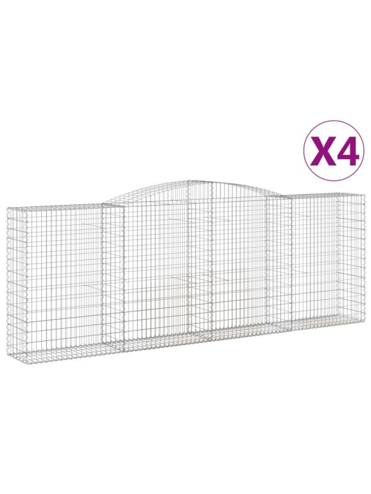 Klenuté gabionové koše 4 ks 400x50x140/160cm pozinkované železo