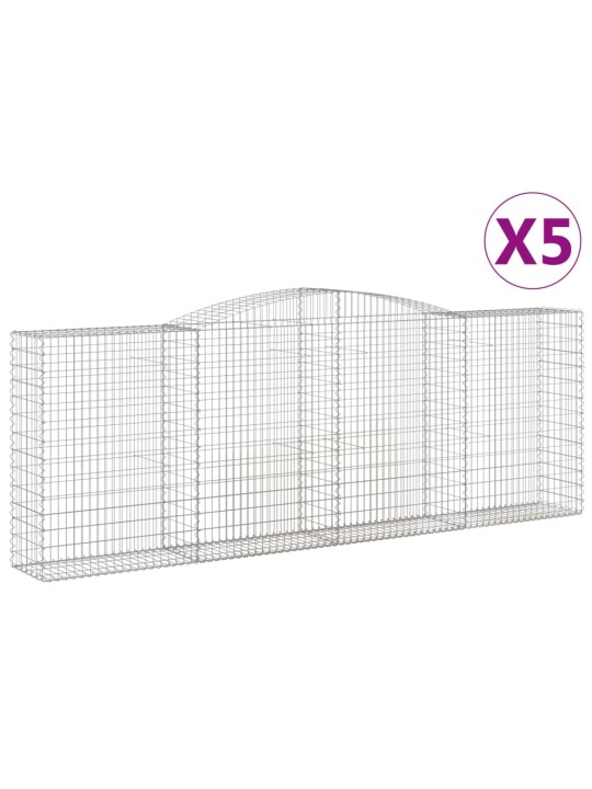 Klenuté gabionové koše 5 ks 400x50x140/160cm pozinkované železo