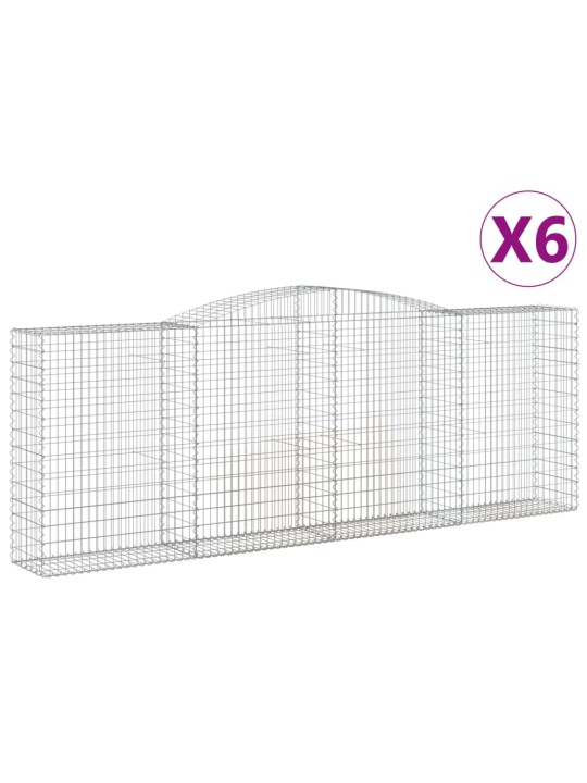 Klenuté gabionové koše 6 ks 400x50x140/160cm pozinkované železo