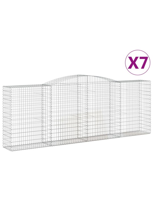 Klenuté gabionové koše 7 ks 400x50x140/160cm pozinkované železo