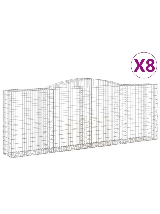 Klenuté gabionové koše 8 ks 400x50x140/160cm pozinkované železo