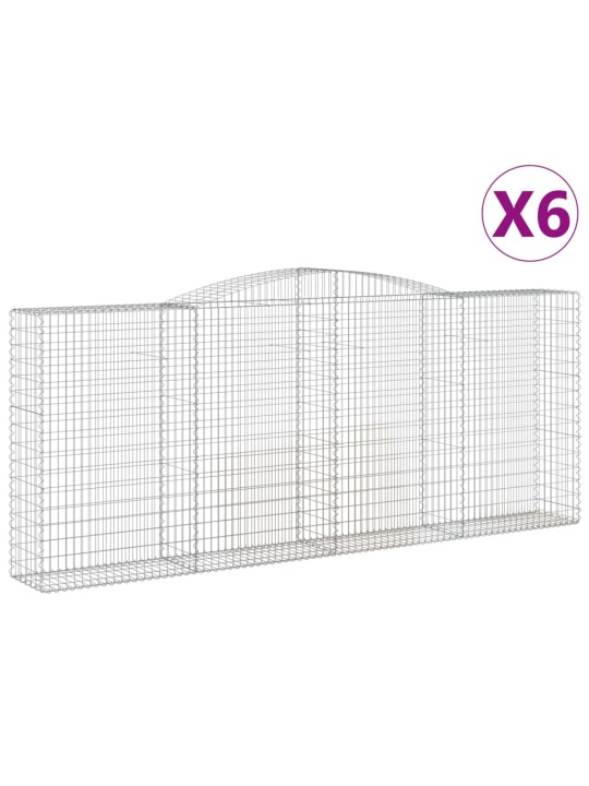 Klenuté gabionové koše 6 ks 400x50x160/180cm pozinkované železo