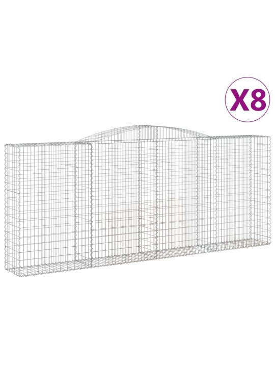 Klenuté gabionové koše 8 ks 400x50x160/180cm pozinkované železo