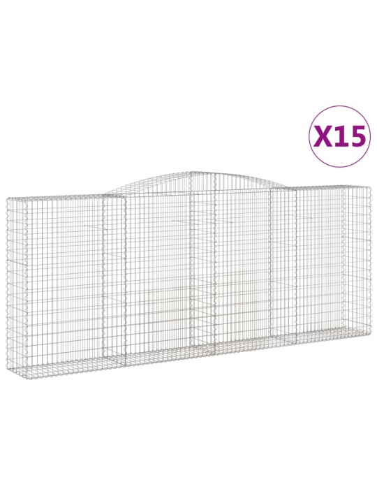 Klenuté gabionové koše 15ks 400x50x160/180cm pozinkované železo