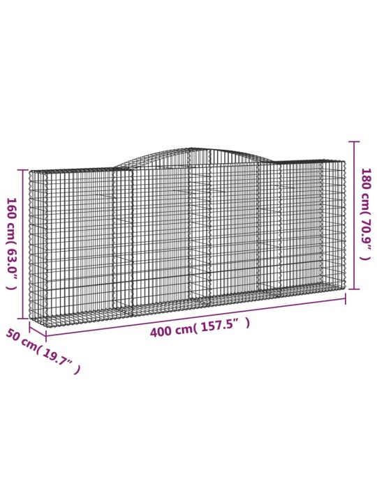 Klenuté gabionové koše 15ks 400x50x160/180cm pozinkované železo