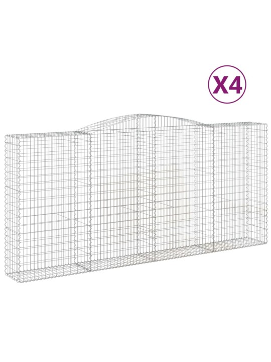 Klenuté gabionové koše 4 ks 400x50x180/200cm pozinkované železo
