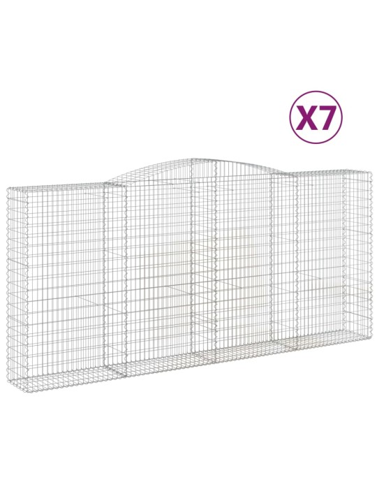 Klenuté gabionové koše 7 ks 400x50x180/200cm pozinkované železo