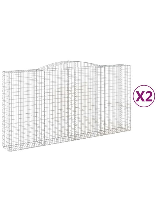 Klenuté gabionové koše 2 ks 400x50x200/220cm pozinkované železo