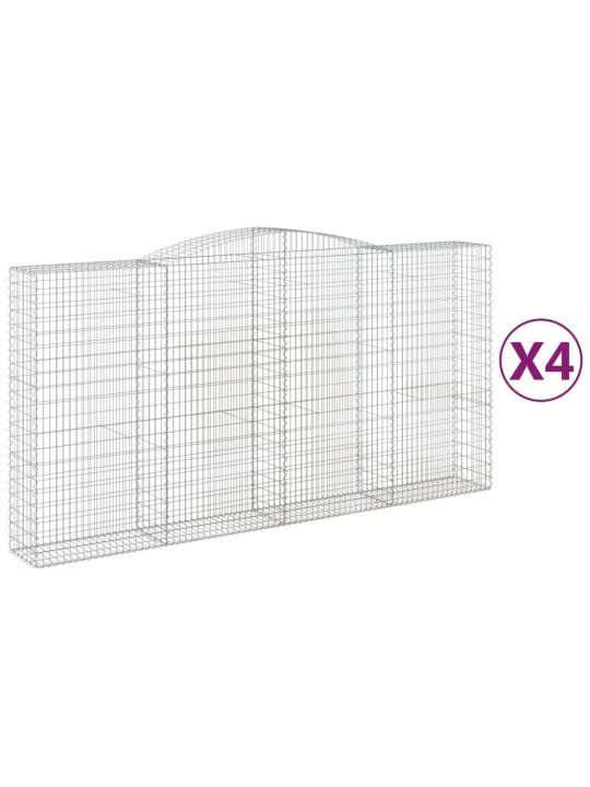 Klenuté gabionové koše 4 ks 400x50x200/220cm pozinkované železo